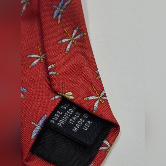 Brooks Brothers Red Tie with Dragonfly Design - Picture 6 of 7